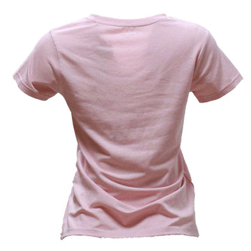 Pale Pink Melange Short Sleeve V Neck T Shirt Nawao.com