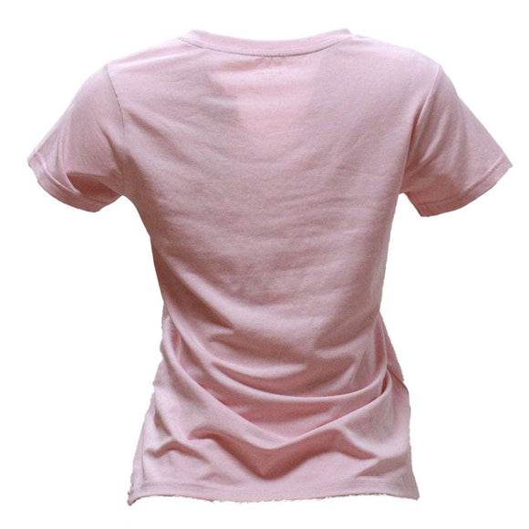 Pale Pink Melange Short Sleeve V Neck T Shirt Nawao.com