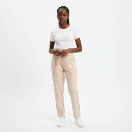 Pale Pink Paperbag Waist Poplin Pants Nawao.com