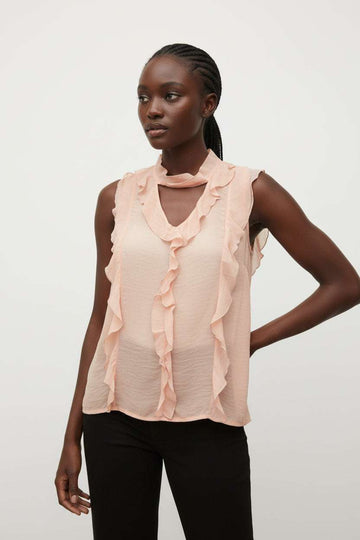 Pale Pink  Rufflesd Top Nawao.com