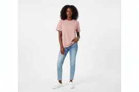 Pale Pink Short Sleeve Crew Neck T Shirt Nawao.com