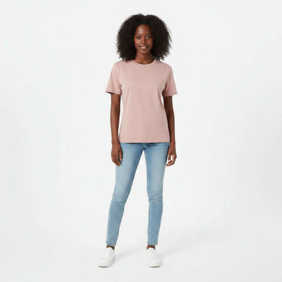 Pale Pink Short Sleeve Crew Neck T Shirt Nawao.com