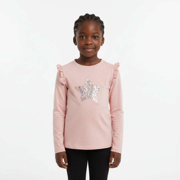 Pale Pink Star Long Sleeves Tshirt Nawao.com