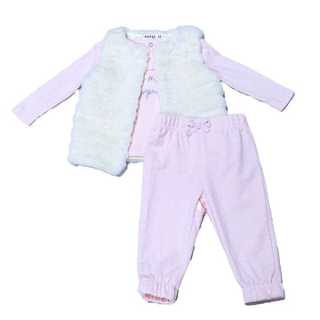 Pale Pink T Shirt With Gillet And Leggings Nawao.com