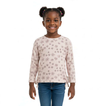 Pale Pink Waffle Allover Print Jersey Top Nawao.com