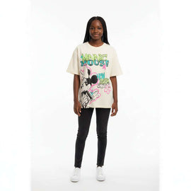 Pale yellow Minnie   Mickey Oversize T Shirt Nawao.com