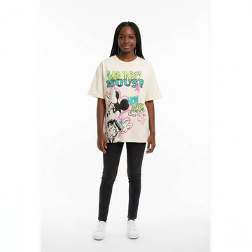 Pale yellow Minnie   Mickey Oversize T Shirt Nawao.com