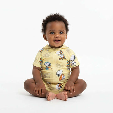 Pale Yellow Snoopy Aop Swimsuit Pale Yellow Nawao.com