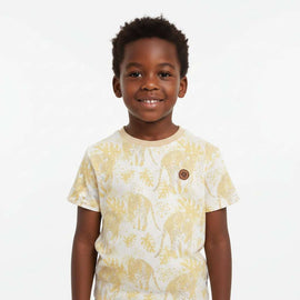 Pale Yellow Tiger All Over Jacquard T Shirt Pale Yellow Nawao.com