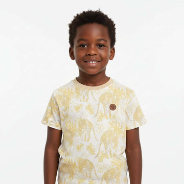 Pale Yellow Tiger All Over Jacquard T Shirt Pale Yellow Nawao.com