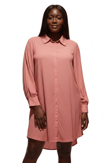 Peach Buttone Front Shirt Tunic Nawao.com