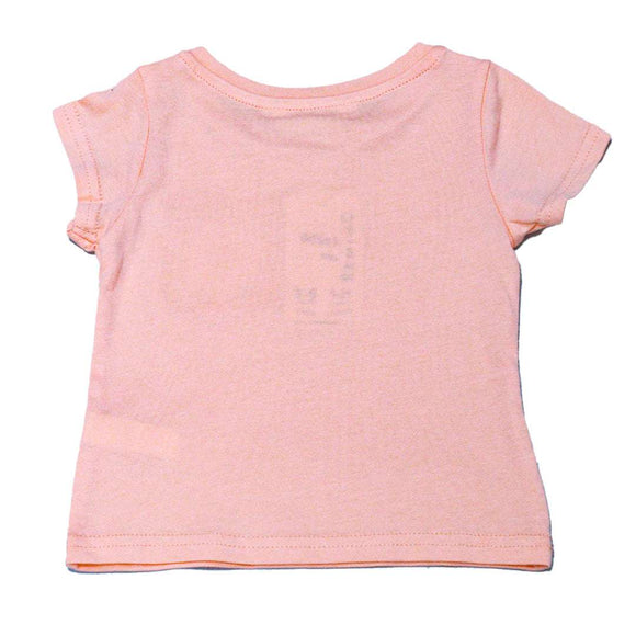 Peach Crochet Patch Pocket T Shirt Orange Nawao.com