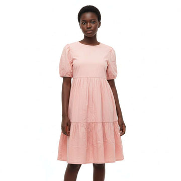 Peach Drop Hem Poplin Dress Nawao.com