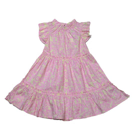 Peach Floral Aop Tiered Dress Nawao.com