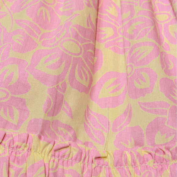 Peach Floral Aop Tiered Dress Nawao.com