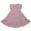 Peach Floral Aop Tiered Dress Nawao.com