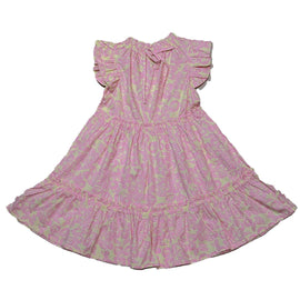 Peach Floral Aop Tiered Dress Nawao.com