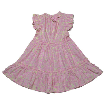 Peach Floral Aop Tiered Dress Nawao.com