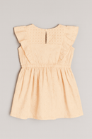 Peach Flutter Sleeves Schiffly Dress Nawao.com