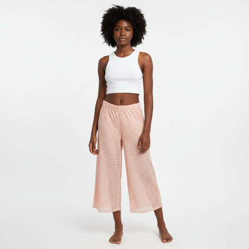 Peach Mesh Culottes Nawao.com