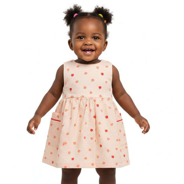 Peach Orages Print Dress Orange Nawao.com