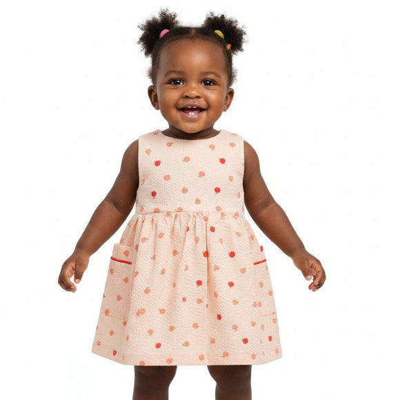 Peach Orages Print Dress Orange Nawao.com