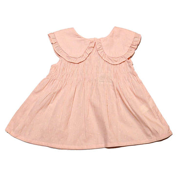 Peach Peterpan Collar Dobby Blouse Nawao.com