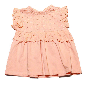 Peach Schiffly Yoke Blouse Nawao.com