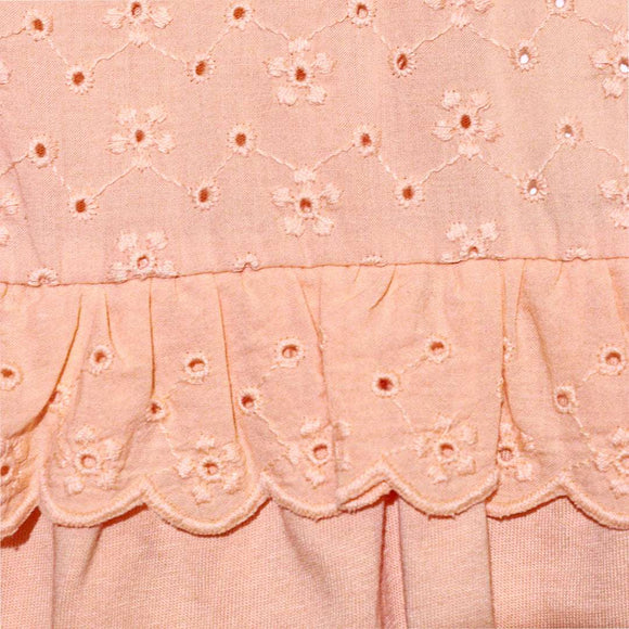 Peach Schiffly Yoke Blouse Nawao.com