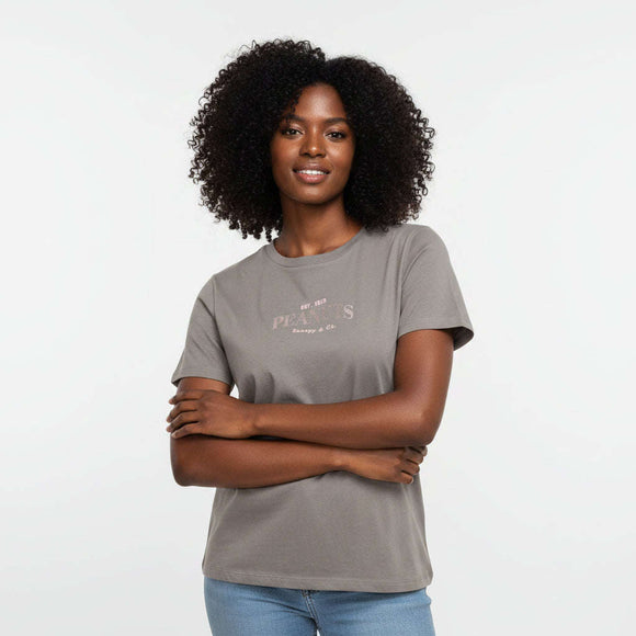 Peanuts Embellished T Shirt Charcoal Nawao.com