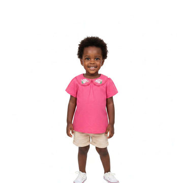 Peterpan Collar Blouse Light Pink Pale Pink Nawao.com