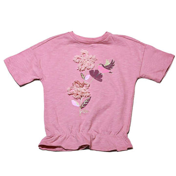 Pink 3D Applique Work Tshirt Nawao.com