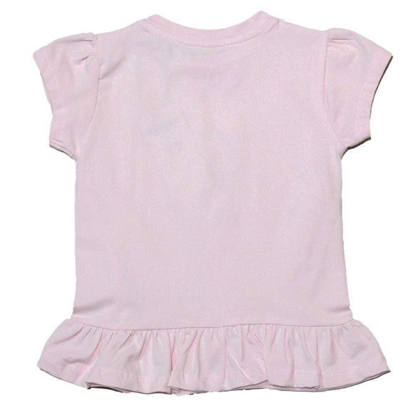 Pink 3D Embellishment Peplum T Shirt Pale Nawao.com