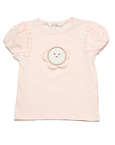 Pink 3D Flower Applique T Shirt Pale Nawao.com