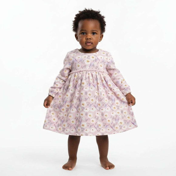 Pink All Over Print Jacquard Dress Pale Pink Nawao.com
