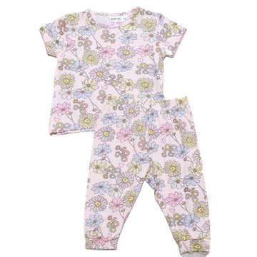 Pink All Over Print Pyjama Set Pale Nawao.com