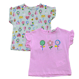 Pink And Light Mint Pack Of  Tshirts Assorted Nawao.com