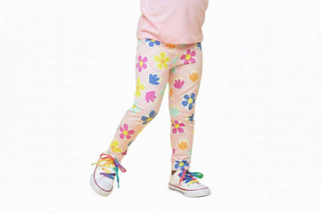 Pink Aop Flowers Legging  Pale Pink 2 3 Years Nawao.com