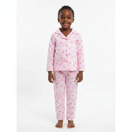 Pink Aop Long Sleeve Flannel Pj Sets  Pale Pink Nawao.com