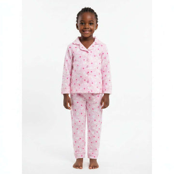 Pink Aop Long Sleeve Flannel Pj Sets  Pale Pink Nawao.com