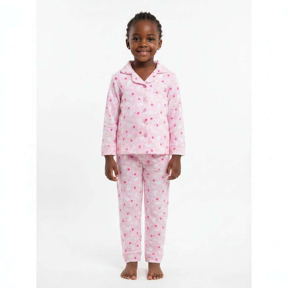 Pink Aop Long Sleeve Flannel Pj Sets  Pale Pink Nawao.com