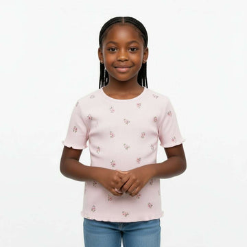 Pink Aop Strawberry Aop Rib S St Shirt Pale Pink Nawao.com