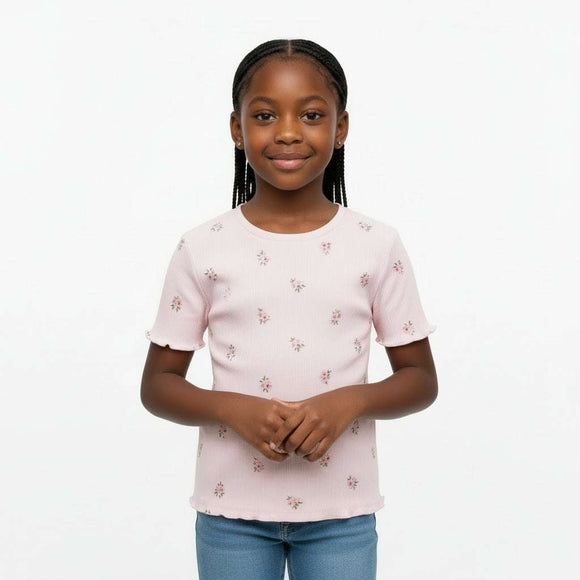 Pink Aop Strawberry Aop Rib S St Shirt Pale Pink Nawao.com