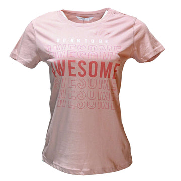 Pink Awesome Printed T Shirt Nawao.com
