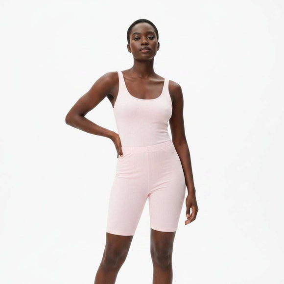 Pink   Beige 2 Pcs Pack Cycling Legging Assorted Nawao.com