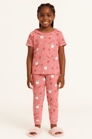 Pink Bunny Print Yummy Fabric Pajama Sets Assorted Nawao.com