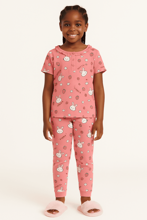 Pink Bunny Print Yummy Fabric Pajama Sets Assorted Nawao.com