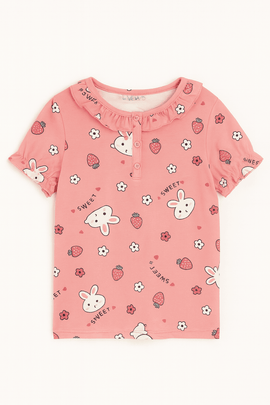 Pink Bunny Print Yummy Fabric Pajama Sets Assorted Nawao.com