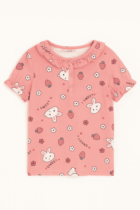 Pink Bunny Print Yummy Fabric Pajama Sets Assorted Nawao.com