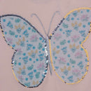 Pink Butterfly Sequins At Chest T Shirt Pale Nawao.com